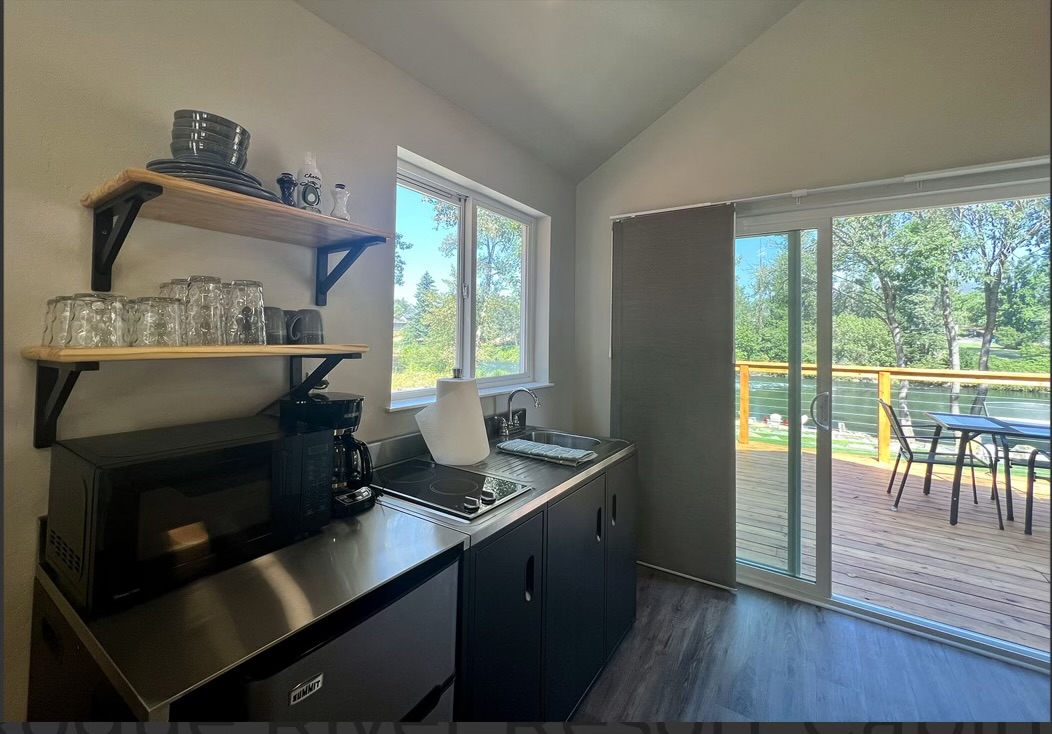 Kitchenette with deck view
